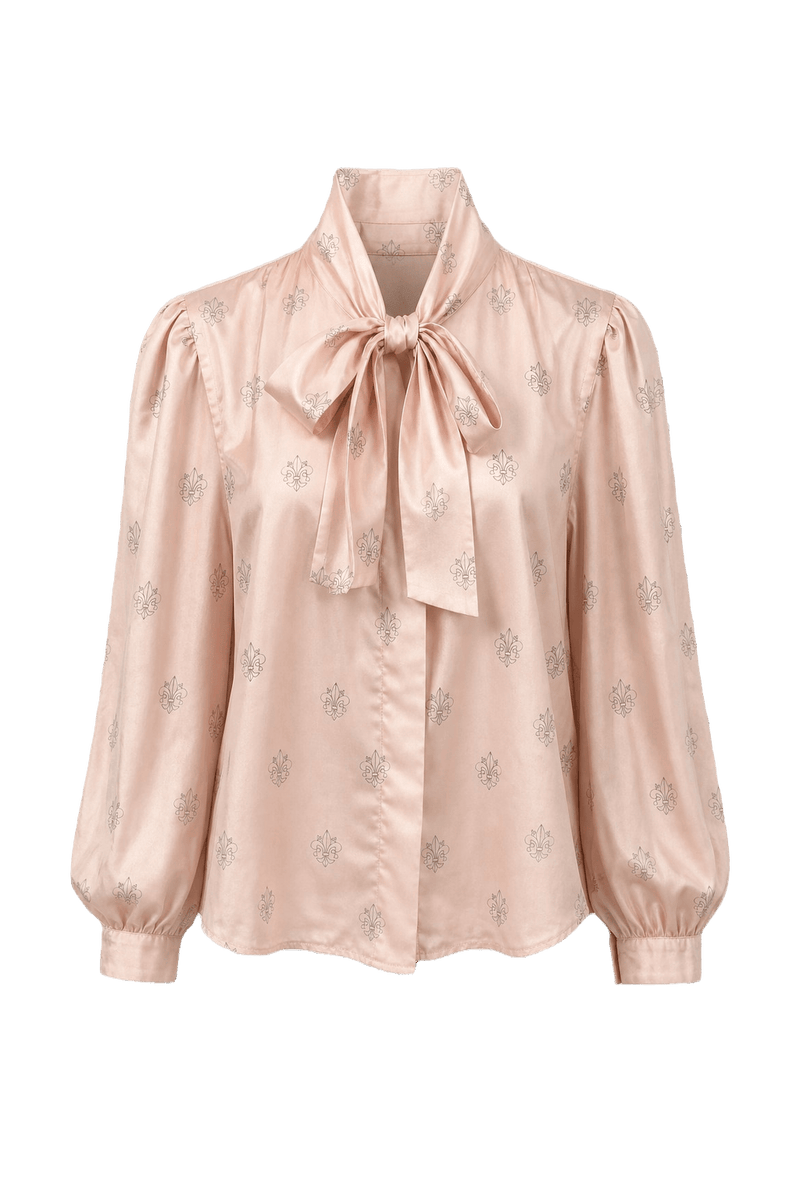 1980s Light Pink Synthetic Silk Blouse - Front View