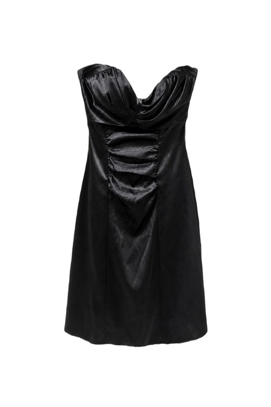 1990s Black Silk Dress - Front View