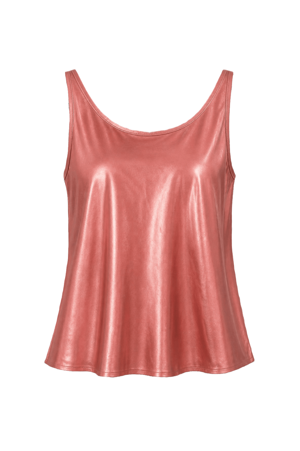 1990s Shiny Pink Polyester Tank Top - Front View