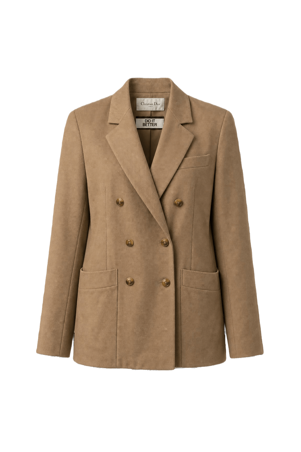 1980s Beige Wool Blend Blazer - Front View