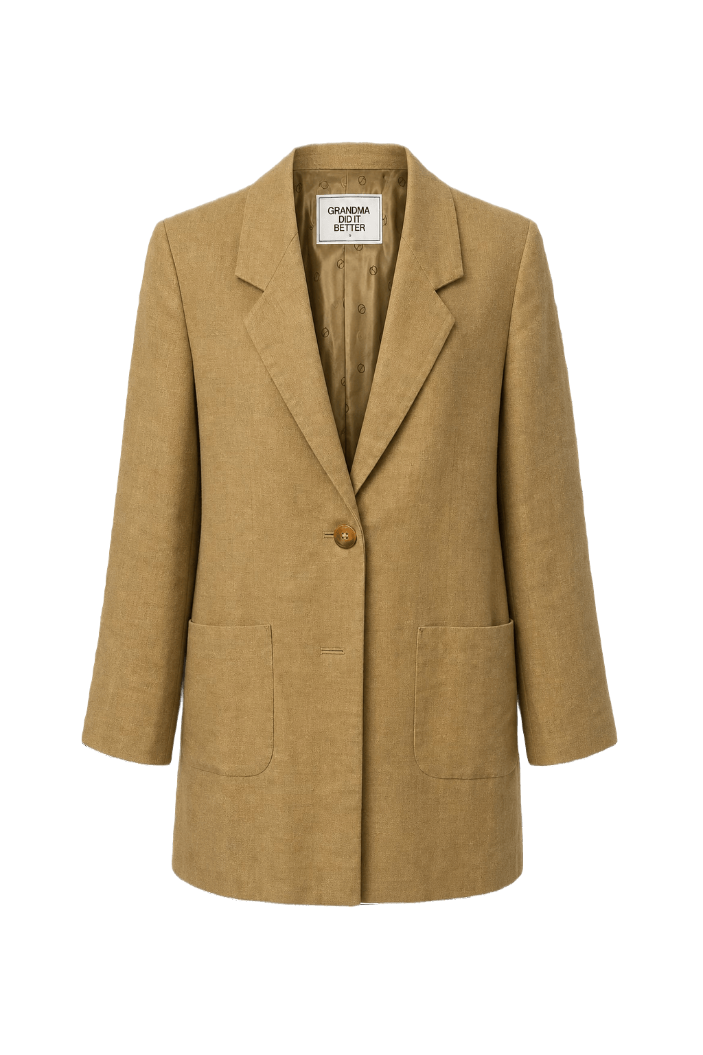 1980s Camel Wool Blend Blazer - Front View
