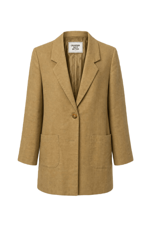 1980s Camel Wool Blend Blazer - Front View