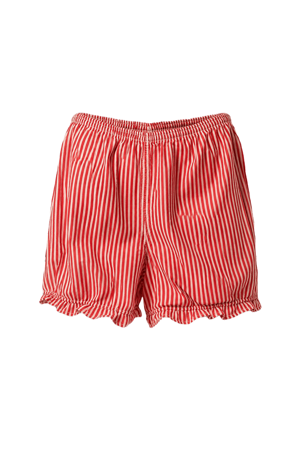 1960s Red Cotton Striped Shorts - Front View
