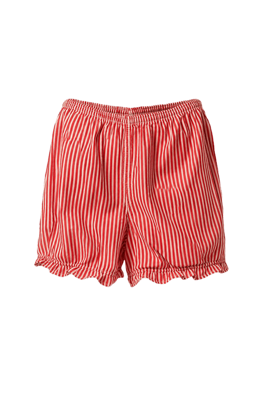 1960s Red Cotton Striped Shorts - Front View