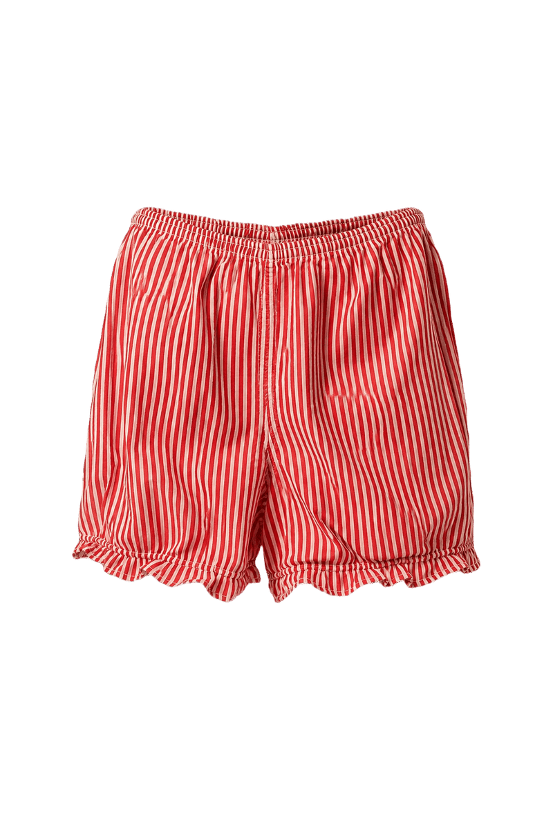 1960s Red Cotton Striped Shorts - Front View