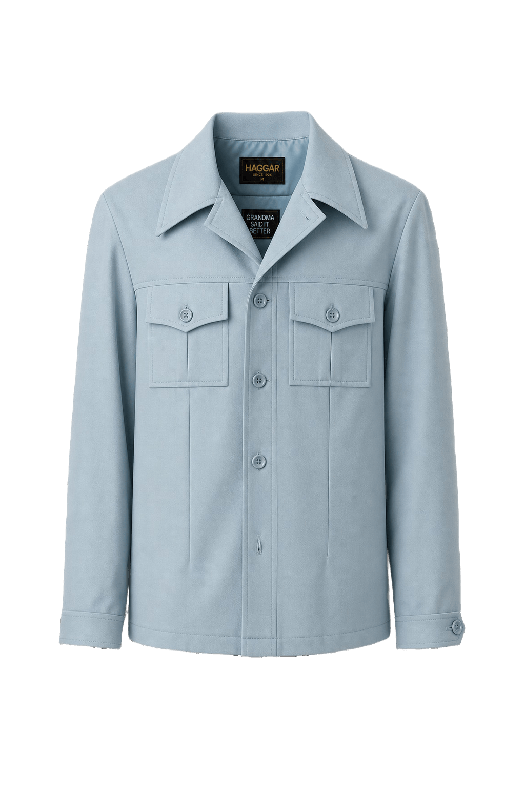 1970s Light Blue Polyester Jacket - Front View