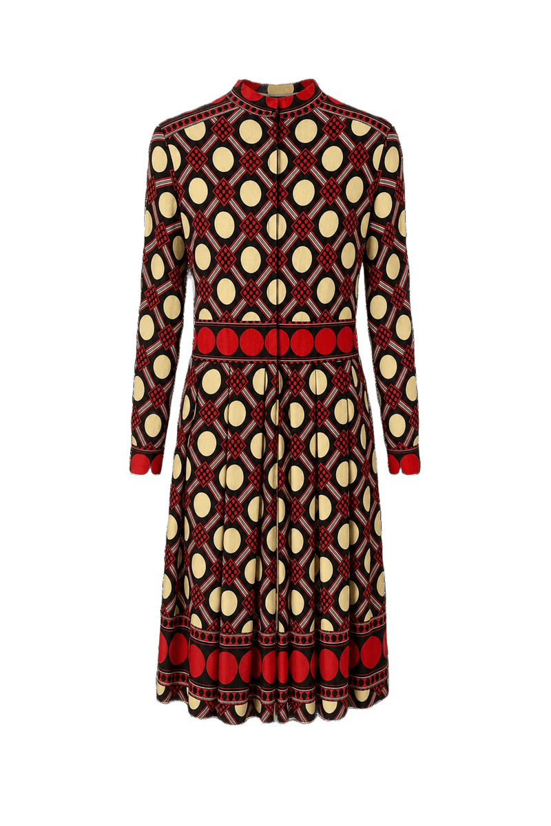 1960s Red Polyester Blend Dress - Front View