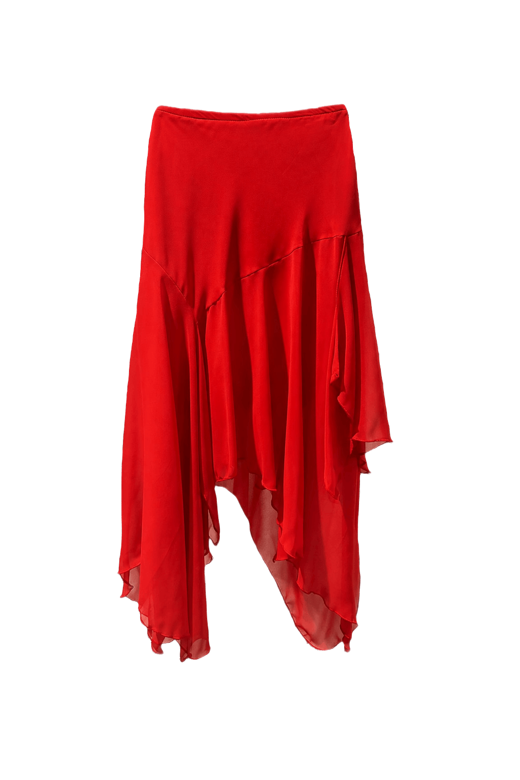 1990s Red Polyester Skirt - Front View
