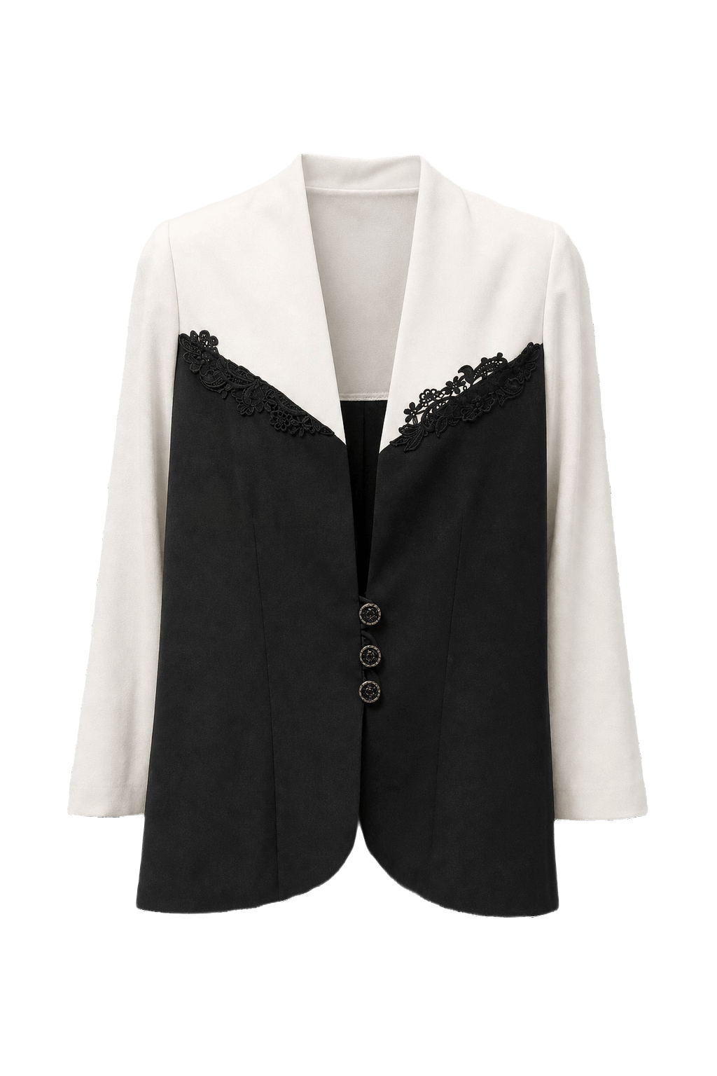 1980s Black Silk Blend Blazer - Front View