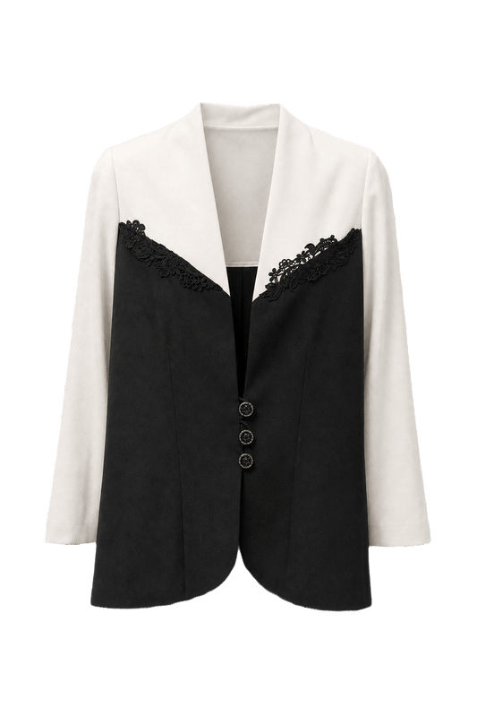 1980s Black Silk Blend Blazer - Front View