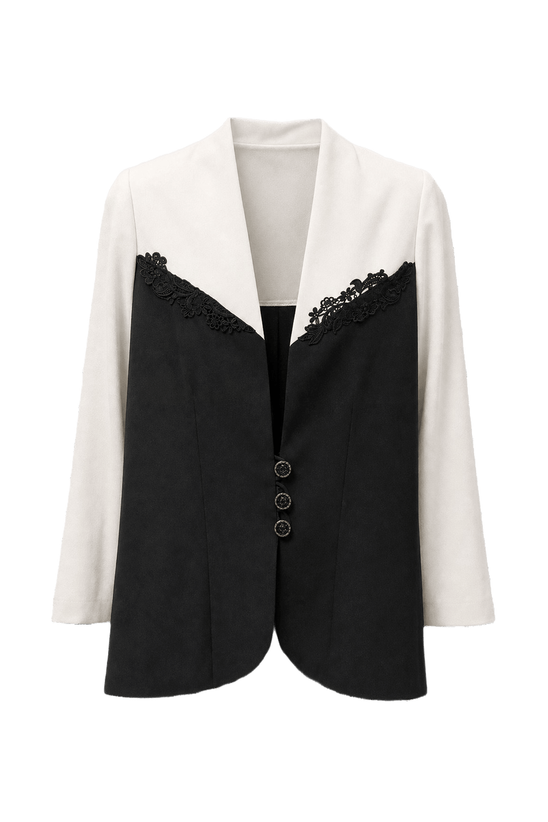 1980s Black Silk Blend Blazer - Front View