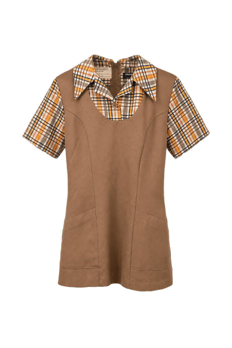 1960s Brown Cotton Blouse - Front View