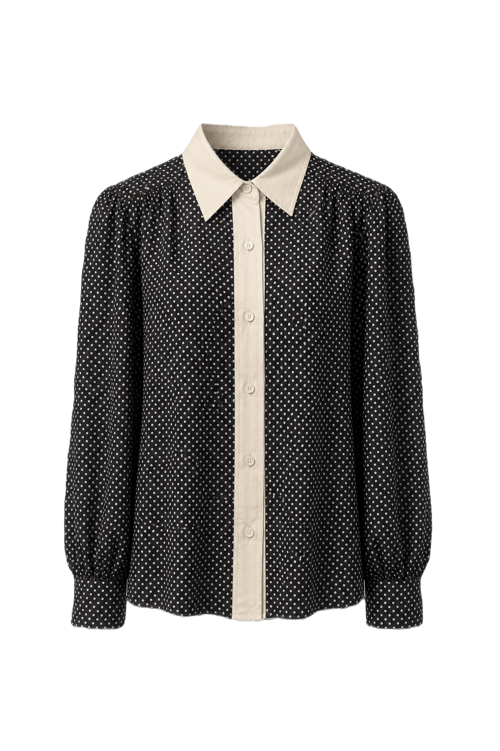1970s Black Silk Blouse - Front View