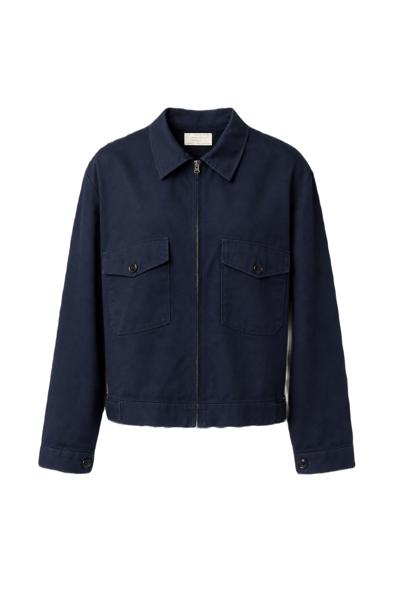 1960s Navy Blue Cotton Jacket - Front View