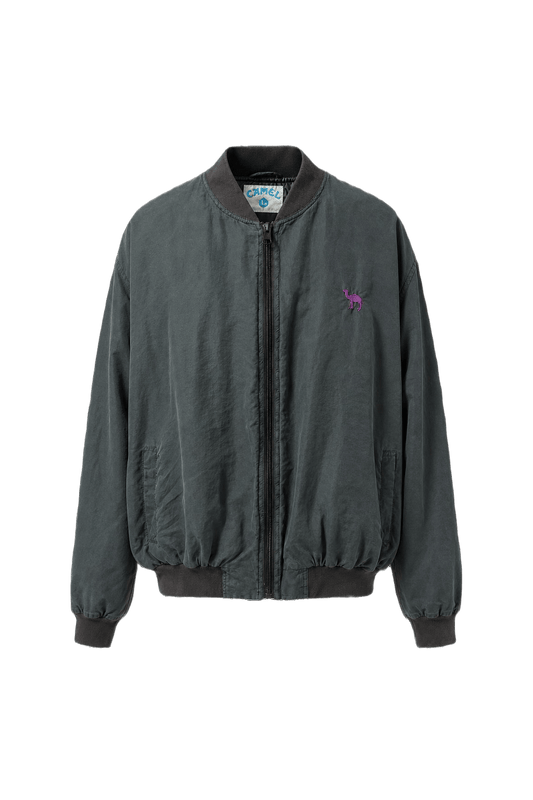1990s Charcoal Grey Nylon Jacket - Front View