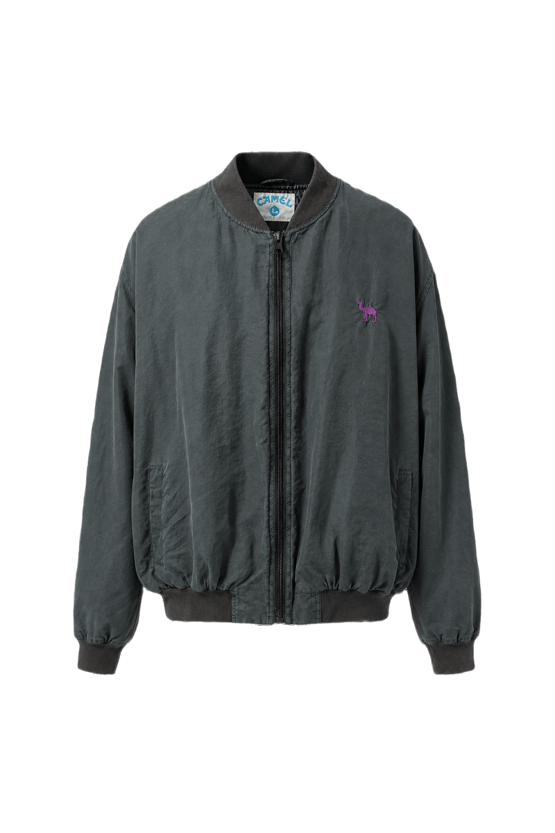 1990s Charcoal Grey Nylon Jacket - Front View