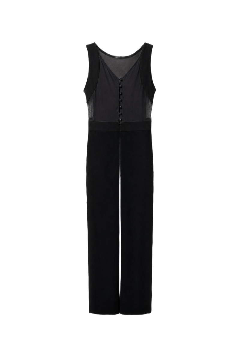 1960s Black Polyester Blend Maxi Dress - Front View