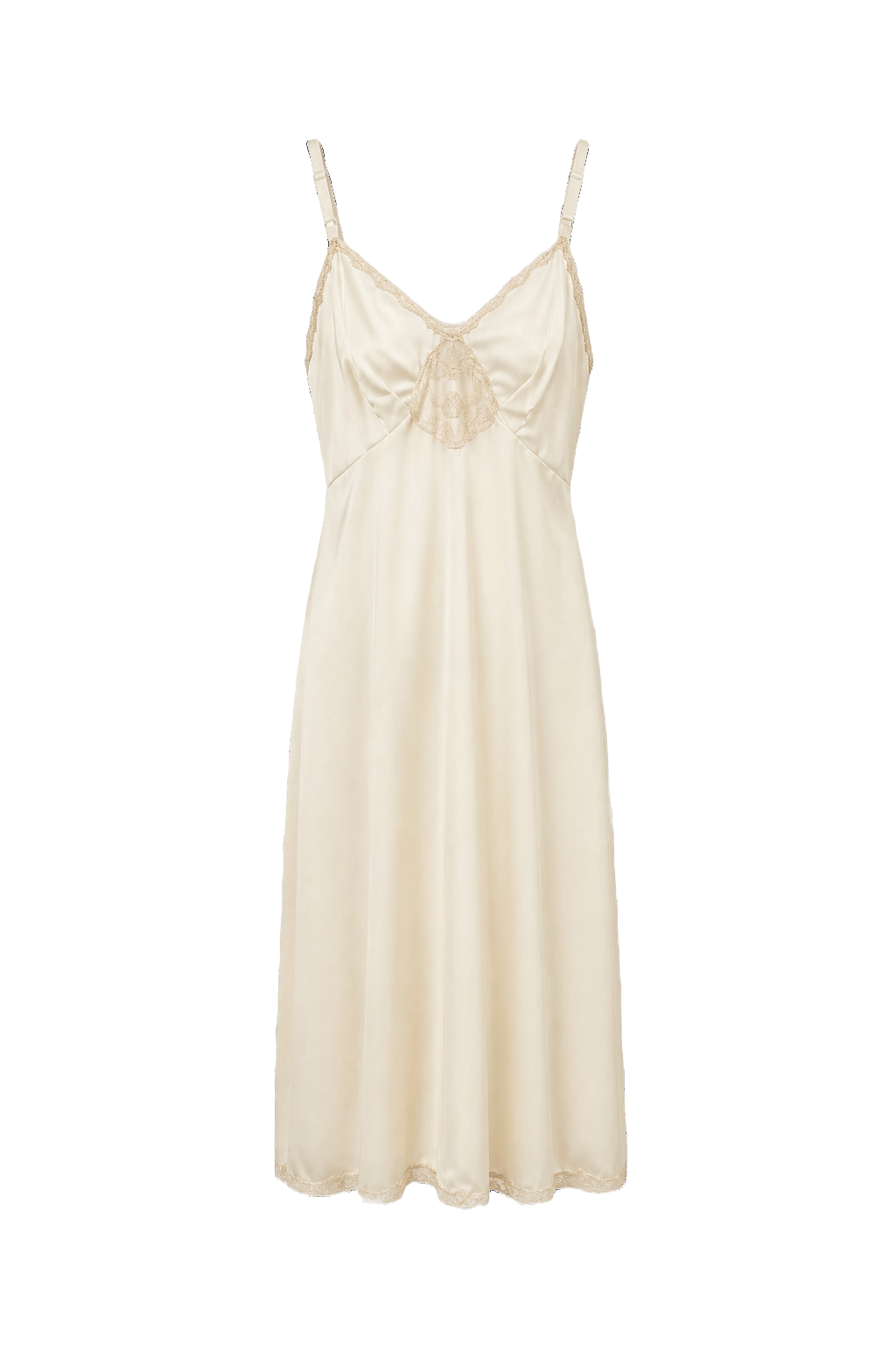 1990s Cream Silk Dress - Front View
