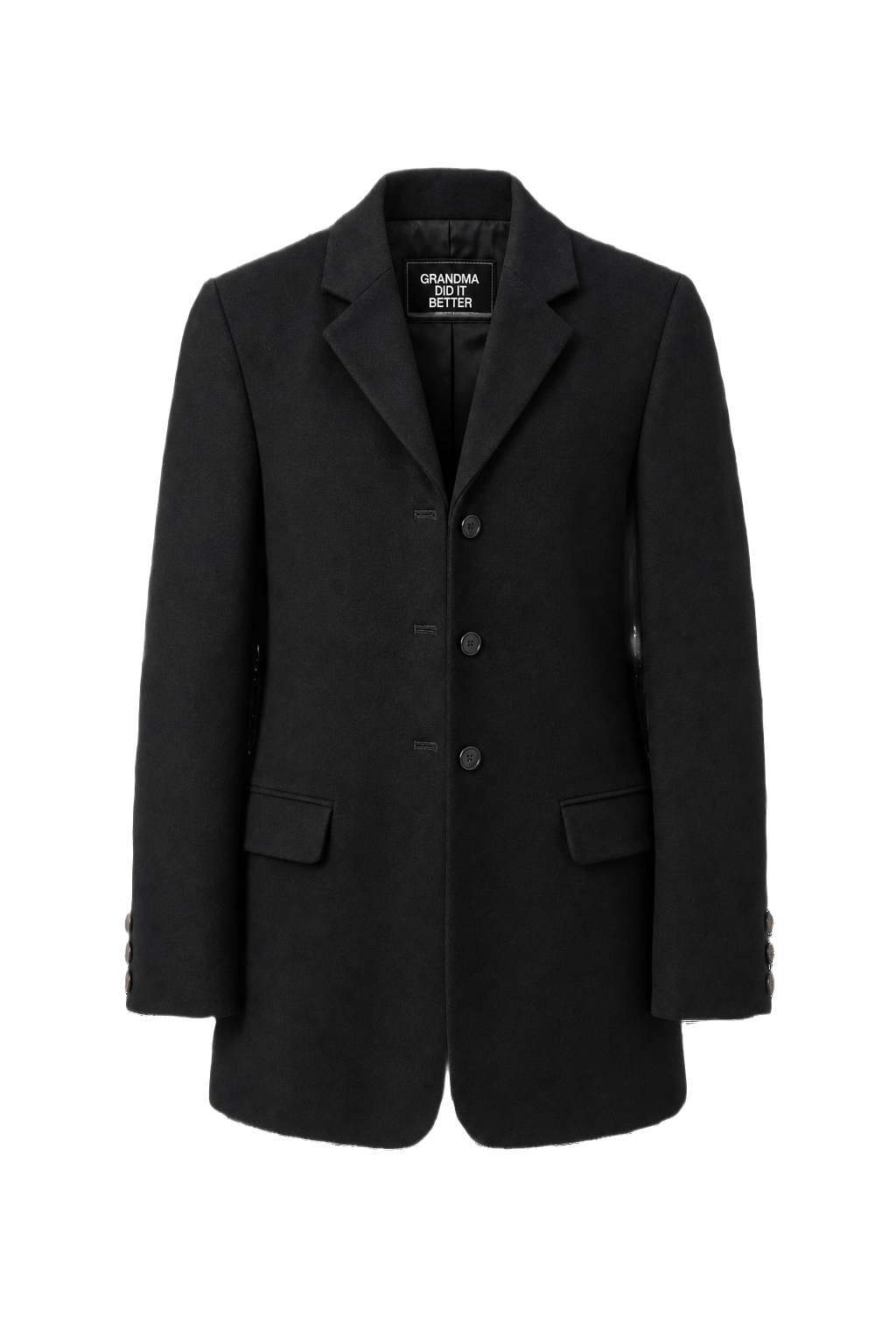 1970s Black Wool Blazer - Front View