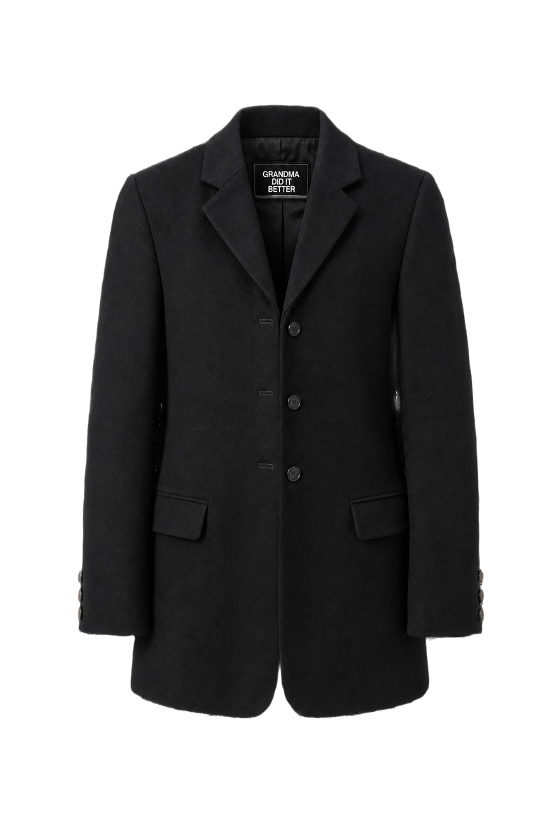 1970s Black Wool Blazer - Front View