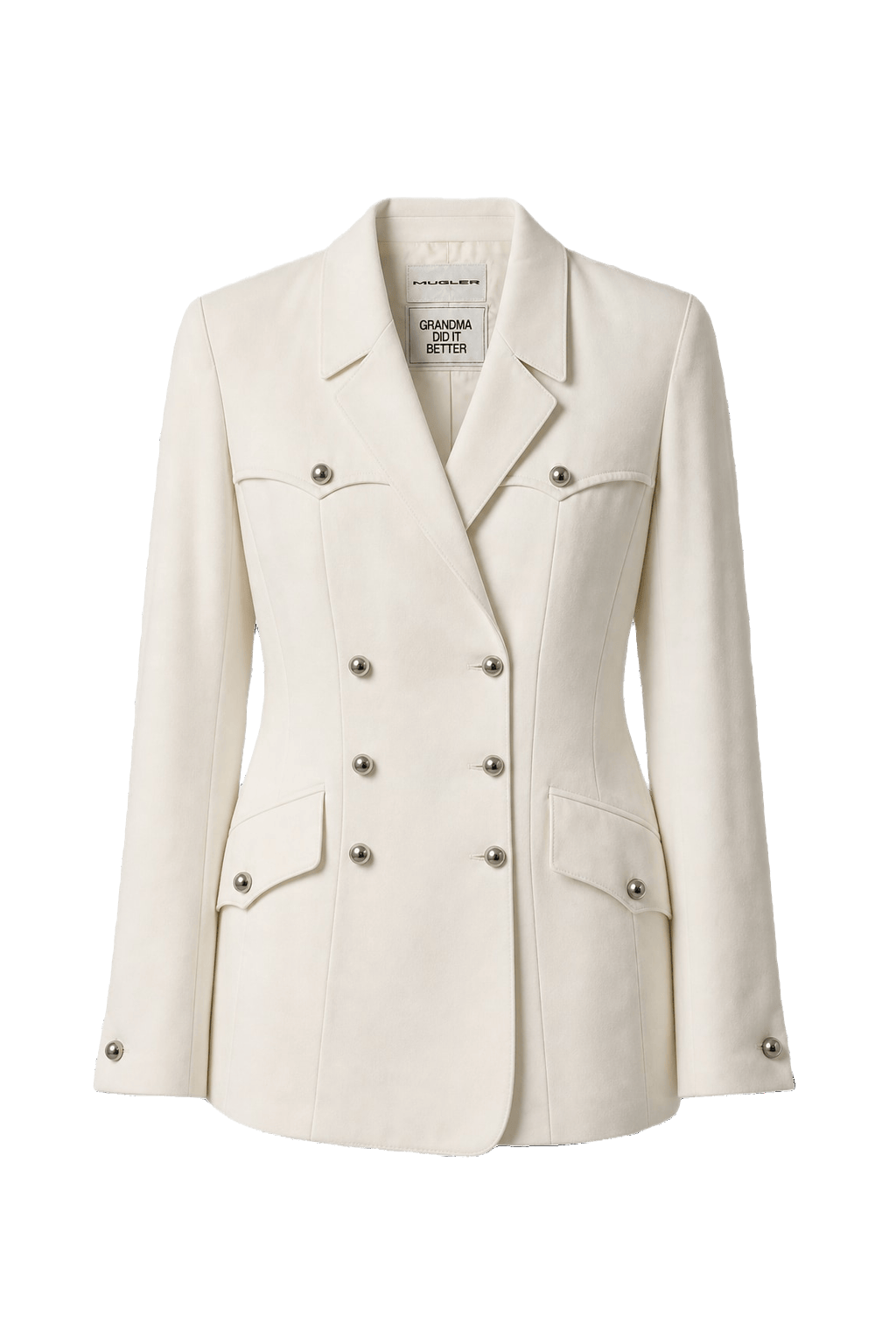 1980s Cream White Polyester Blazer - Front View