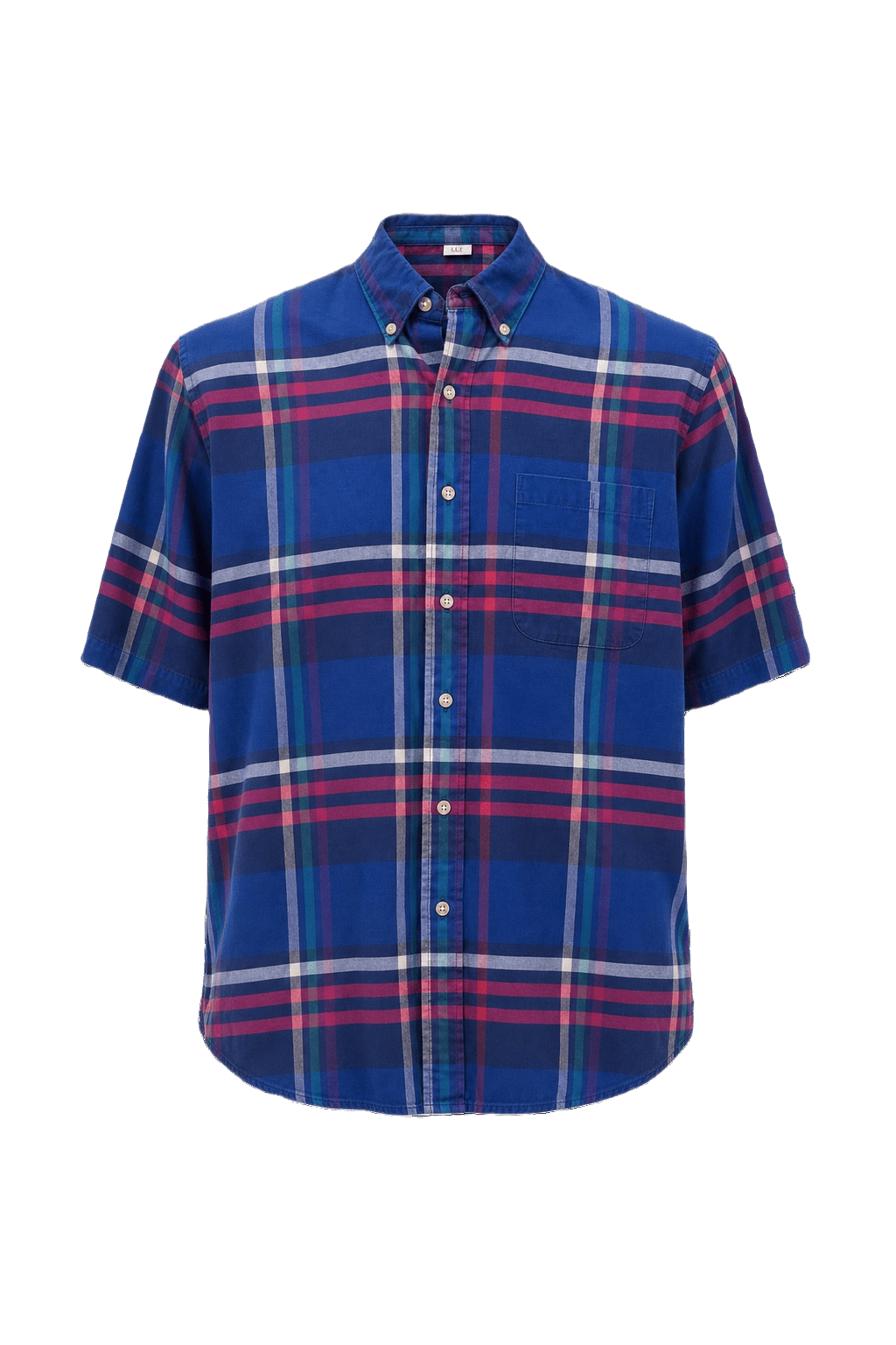 1980s Blue Cotton Shirt - Front View