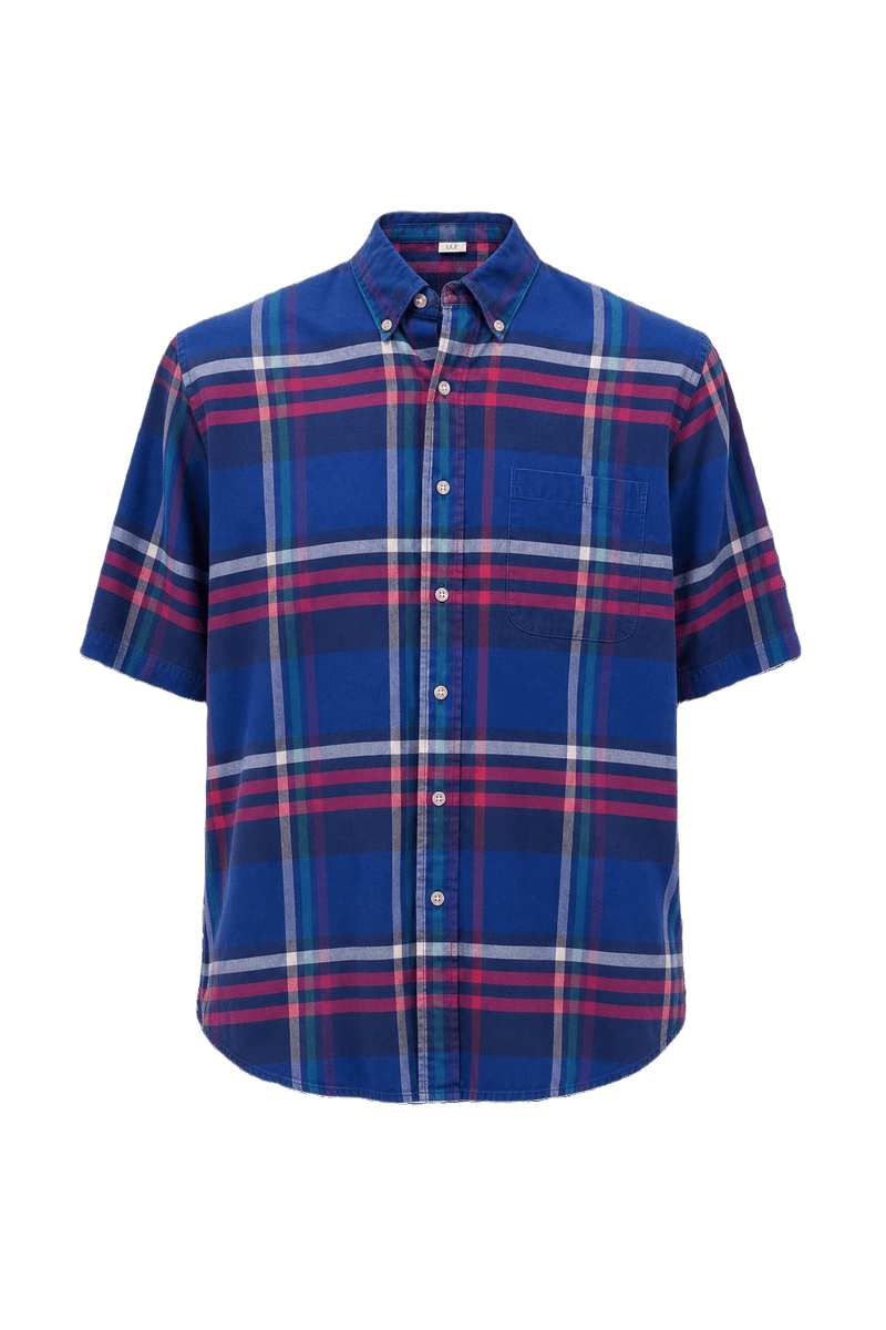 1980s Blue Cotton Shirt - Front View