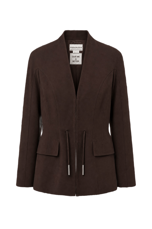 1980s Dark Brown Wool Blazer - Front View