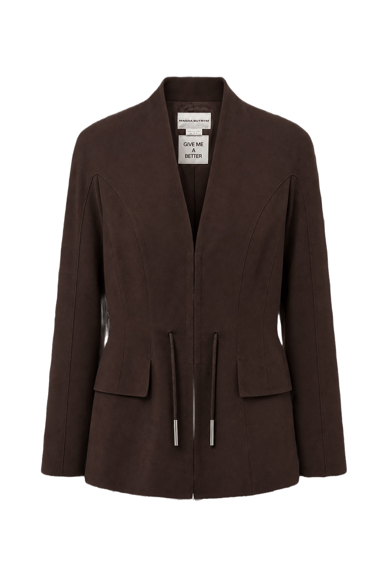 1980s Dark Brown Wool Blazer - Front View