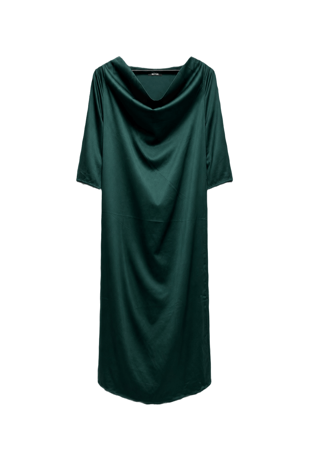 1990s Emerald Green Polyester Blend Midi Dress - Front View