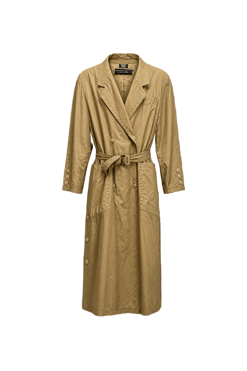 1980s Beige Cotton Trench Coat - Front View
