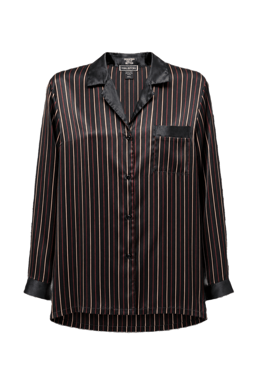 1980s Black Polyester Blend Button-Up Shirt - Front View