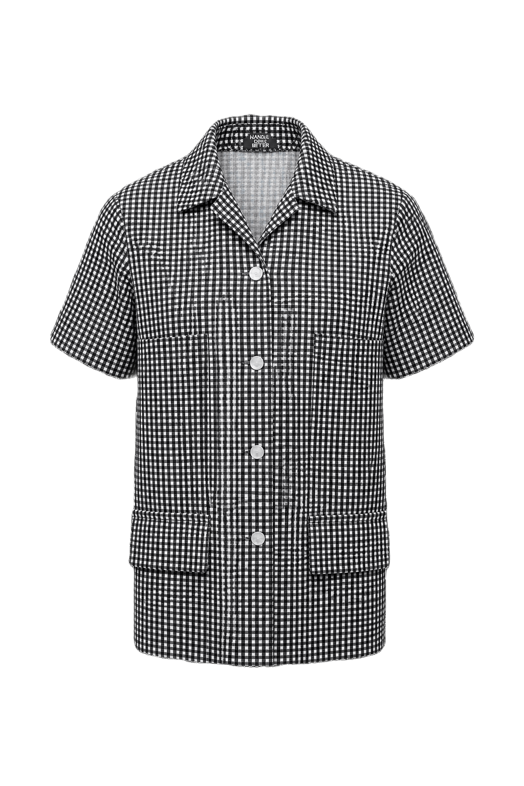 1970s Black and White Checkered Shirt - Front View