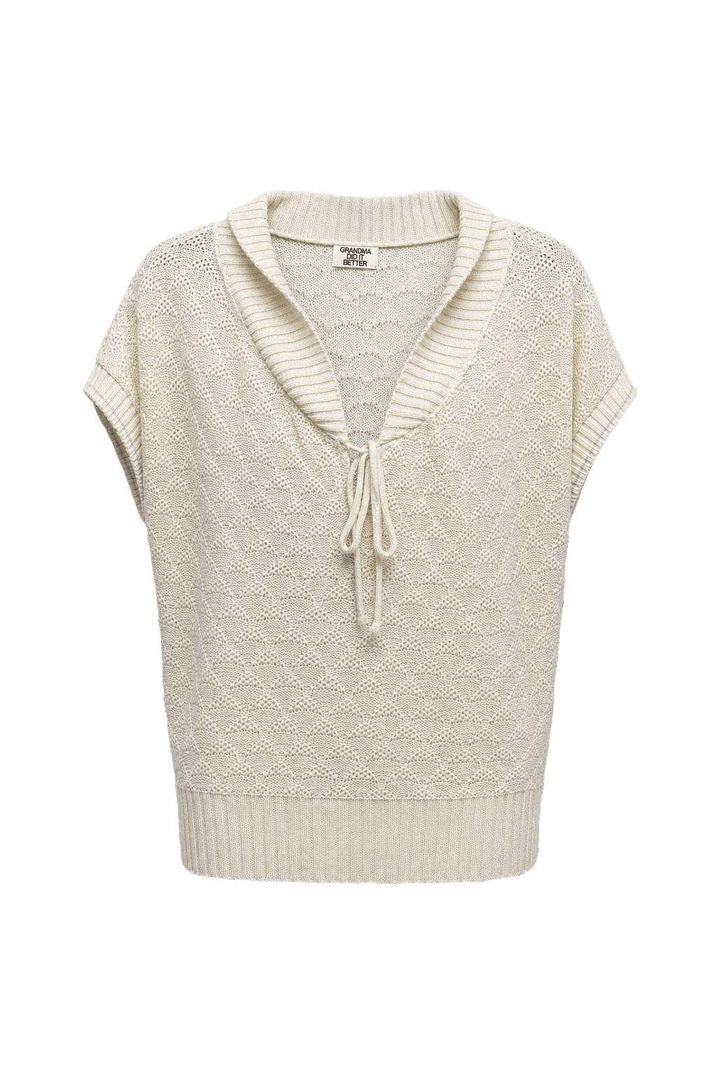 1970s Cream Knit Blouse - Front View