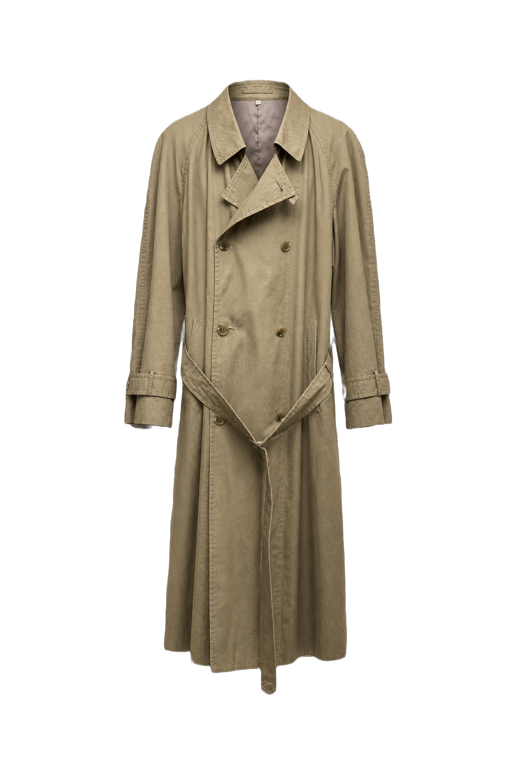 1980s Classic Tan Cotton Trench Coat - Front View