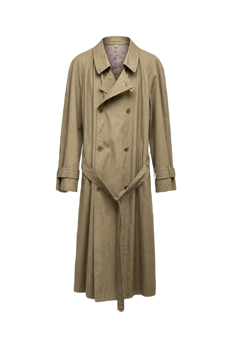 1980s Classic Tan Cotton Trench Coat - Front View