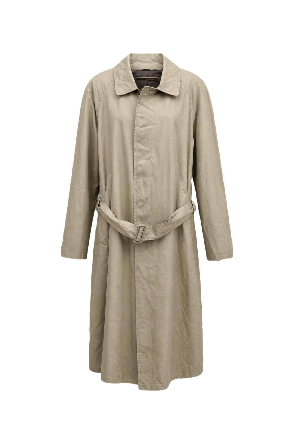 1980s Beige Cotton Blend Trench Coat - Front View