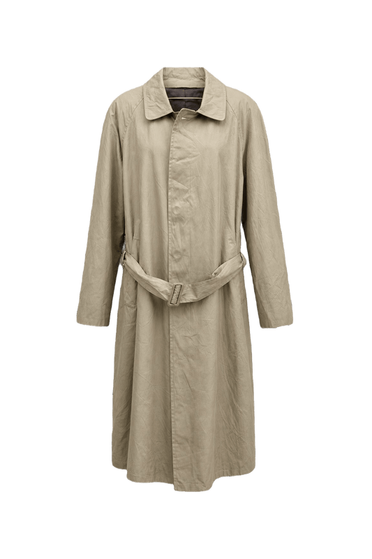 1980s Beige Cotton Blend Trench Coat - Front View