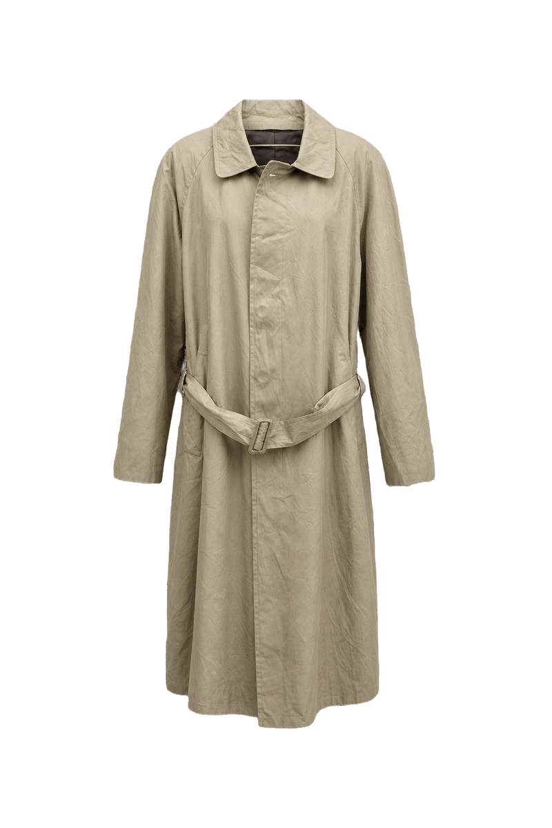 1980s Beige Cotton Blend Trench Coat - Front View