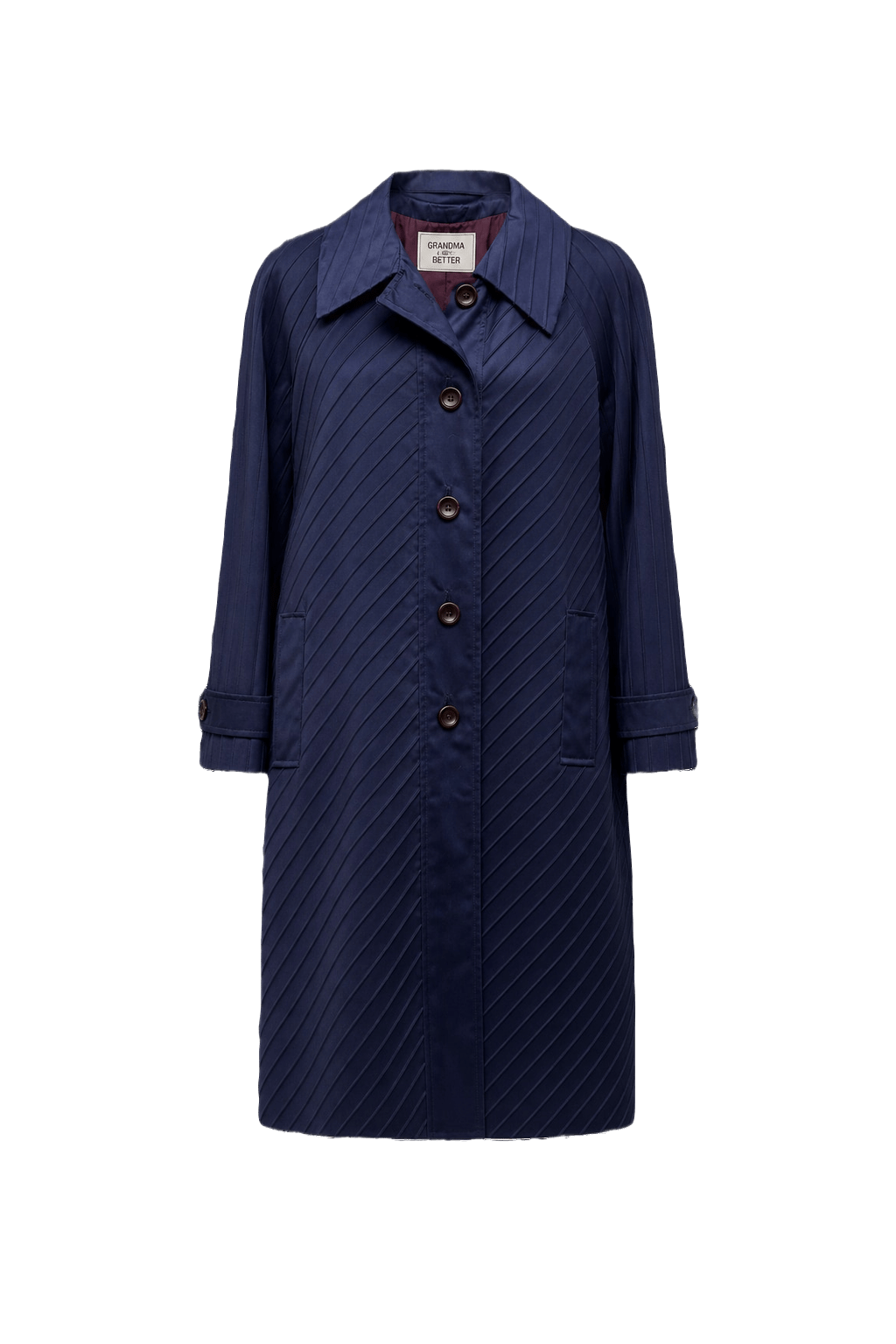 1970s Navy Blue Cotton Blend Coat - Front View
