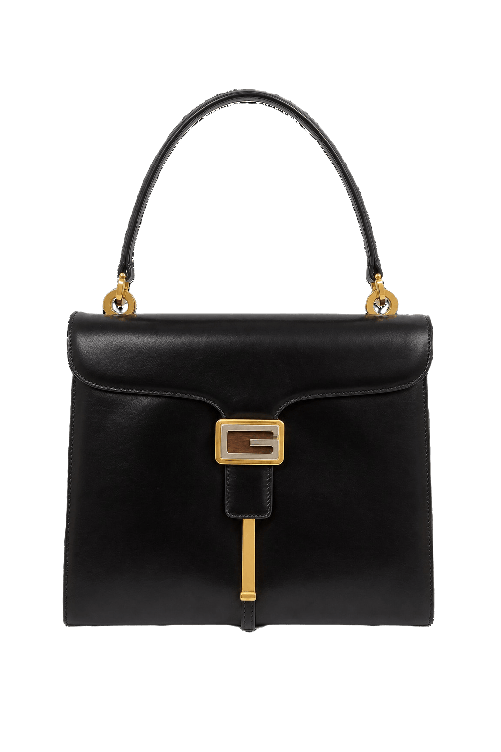 1980s Black Leather Bag - Front View