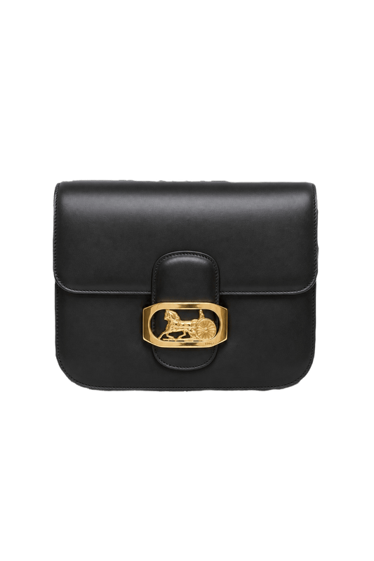 1980s Black Leather Bag - Front View