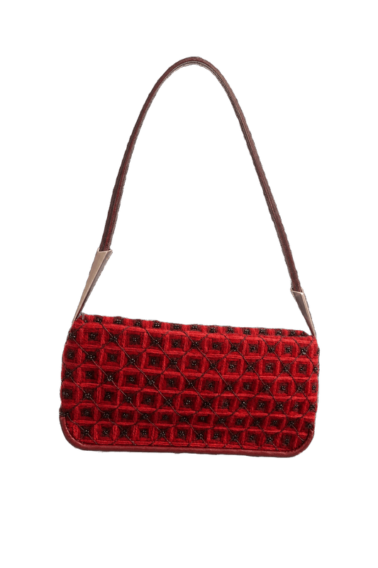 1990s Red Fabric Bag - Front View