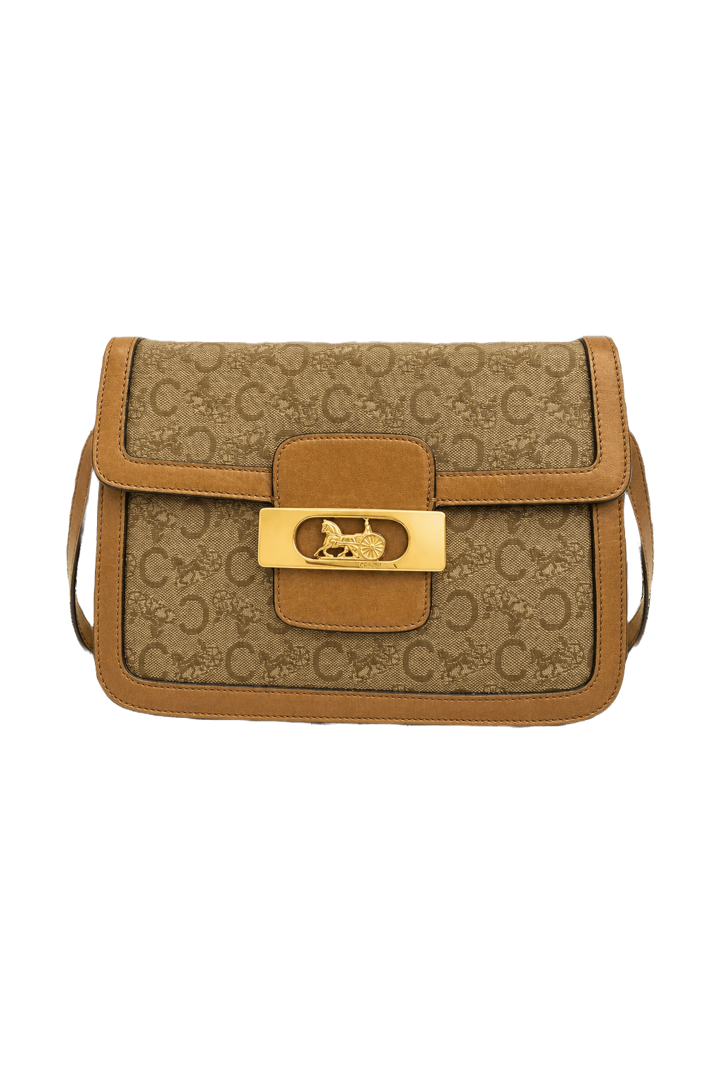 1980s Tan Leather Handbag - Front View