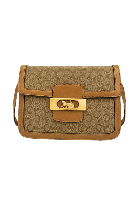 1980s Tan Leather Handbag - Front View