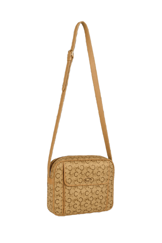 1980s Tan Leather Bag - Front View