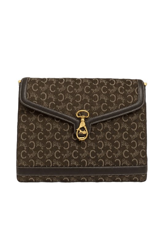 1980s Brown Canvas with Leather Trim Bag - Front View