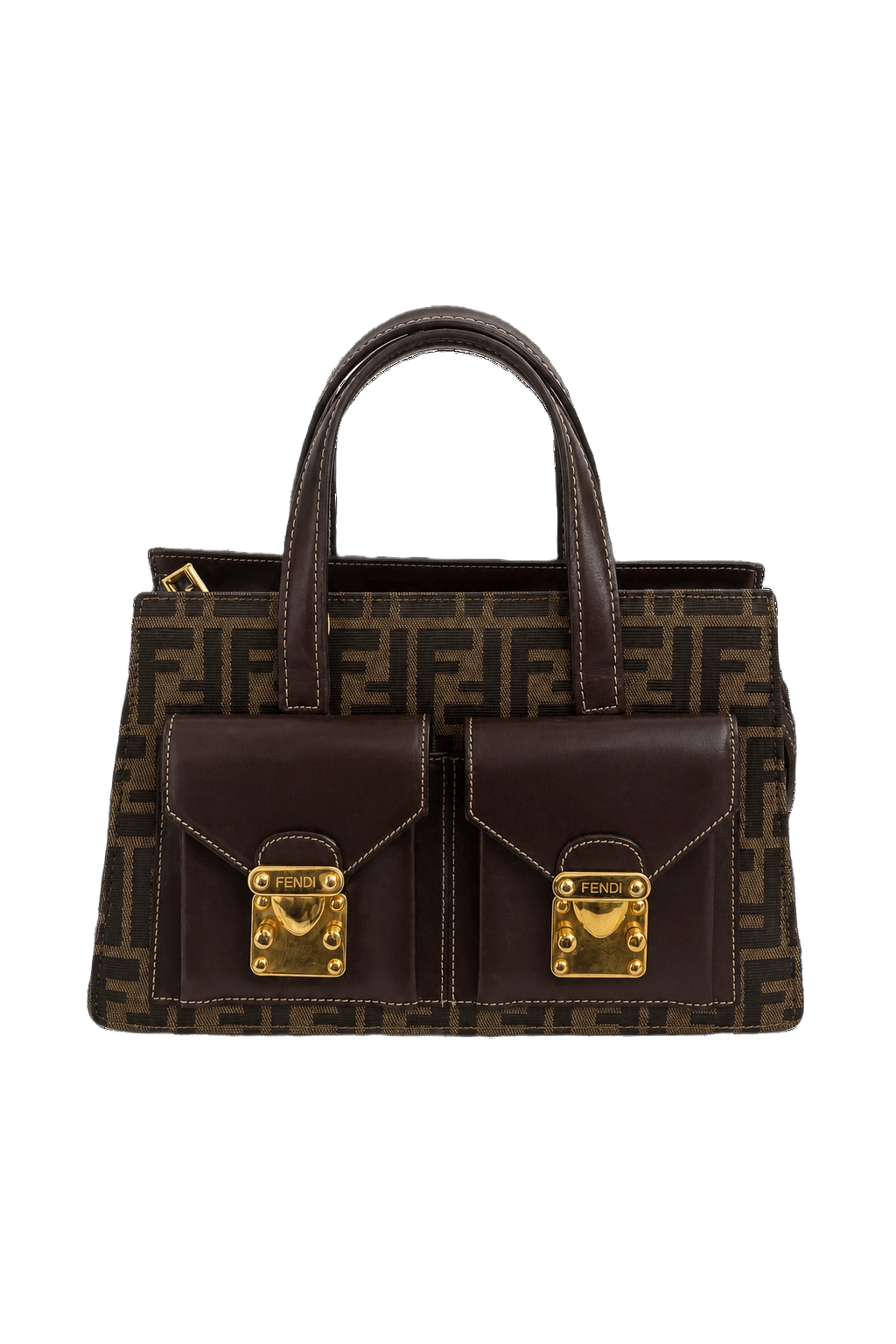 1980s Brown Leather Handbag - Front View
