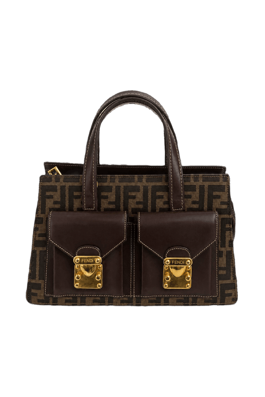 1980s Brown Leather Handbag - Front View