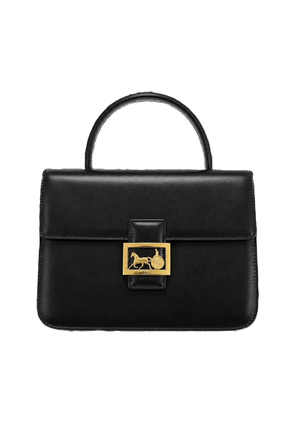 1980s Black Leather Handbag - Front View